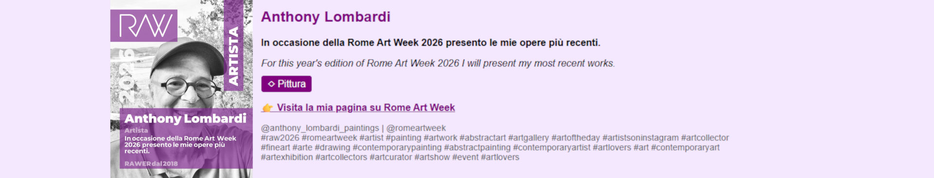 Rome Art Week 2026 - Anthony Lombardi